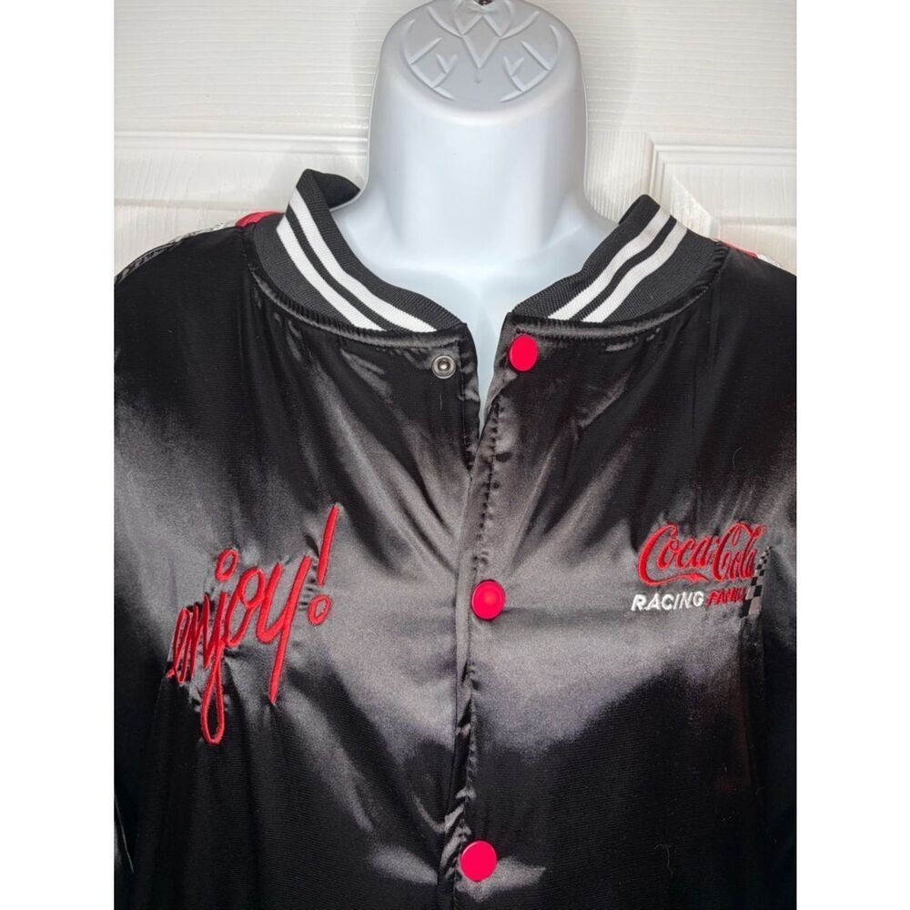 The Laundry Room Coca Cola Racing Satin Stadium Jacket Black w/ Bottle Opener L - Picture 4 of 11